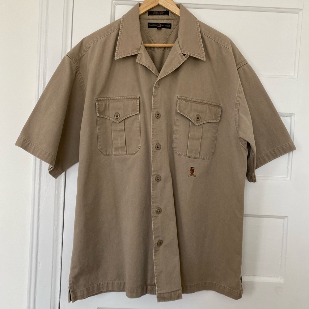 Vintage Tommy Hilfiger 90s crest cotton button down utility shirt